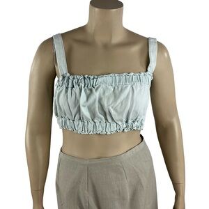 Weekend Los Angeles Glacier Mineral Wash Smocked Crop Top Blue Size XL
